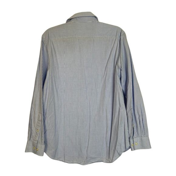 Mens Michael Kors Slim Fit Button Up Blue & White Gingham Collar Dress Shirt M - Picture 5 of 7